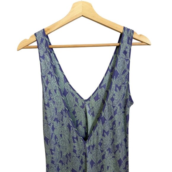 Vintage Silk Paisley Vneck Maxi Slip Dress Blue Size Medium Fairy Romantic Y2K - Picture 3 of 6